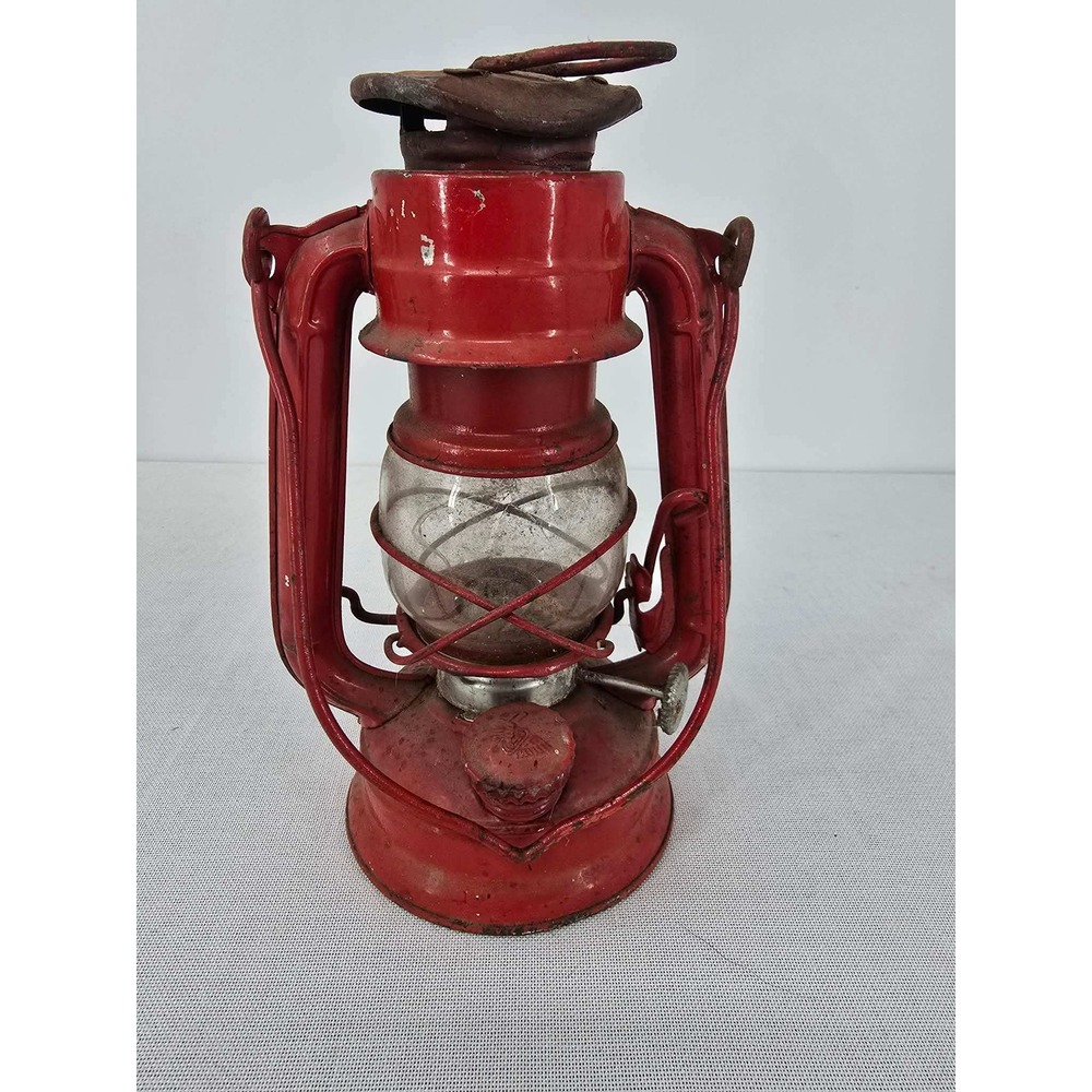 Vintage Winged Wheel No 350 Red Kerosene Lantern Made in Japan Oil Lamp Repair